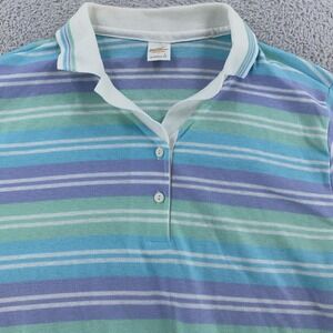 Vintage 80s Jantzen Striped Knit Polo Shirt Small Pastel Made in USA